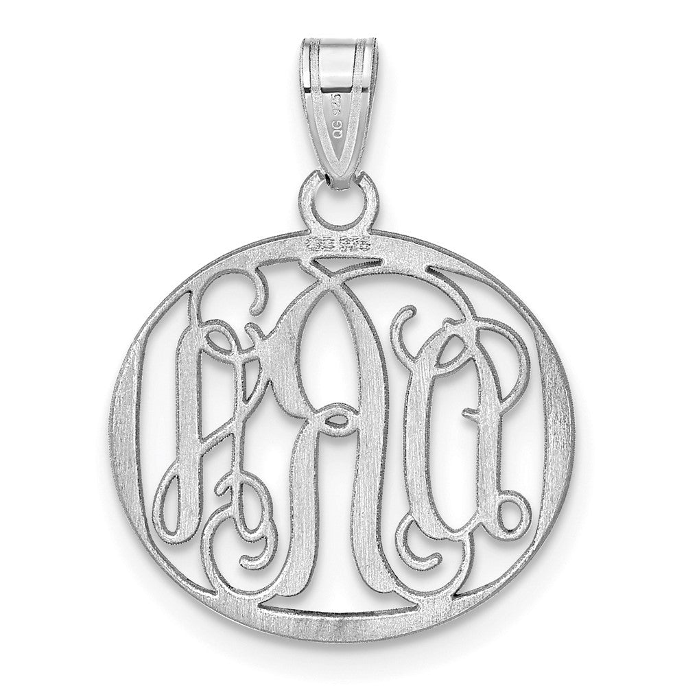 Sterling Silver/Rhodium-plated Small Round Monogram Pendant