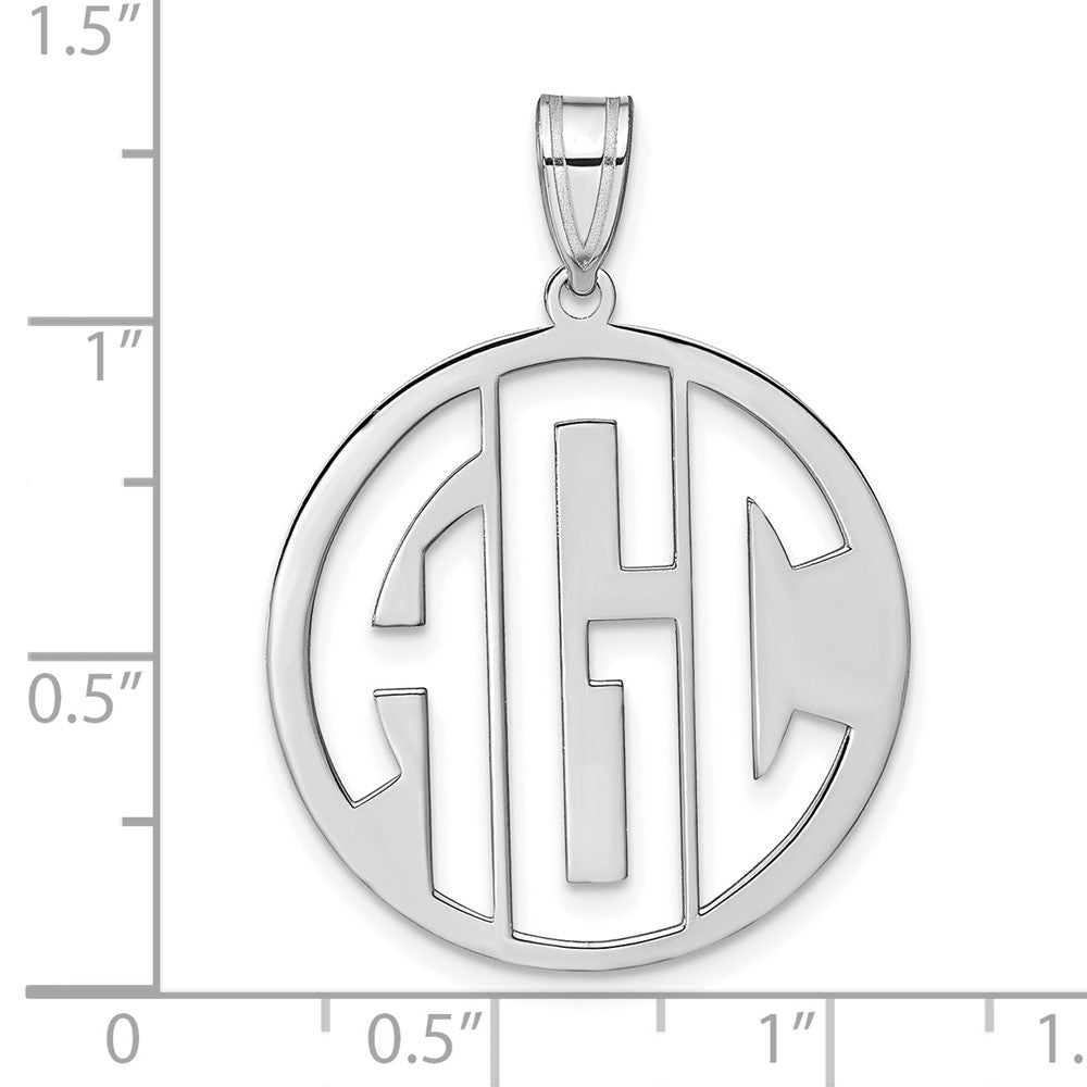 Sterling Silver/Rhodium-plated Round Cut-out Monogram Pendant