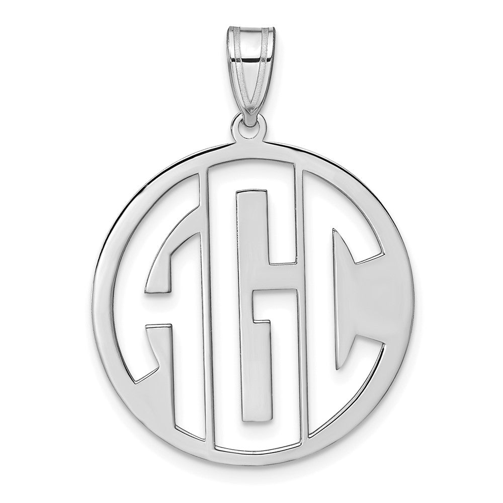 Sterling Silver/Rhodium-plated Round Cut-out Monogram Pendant