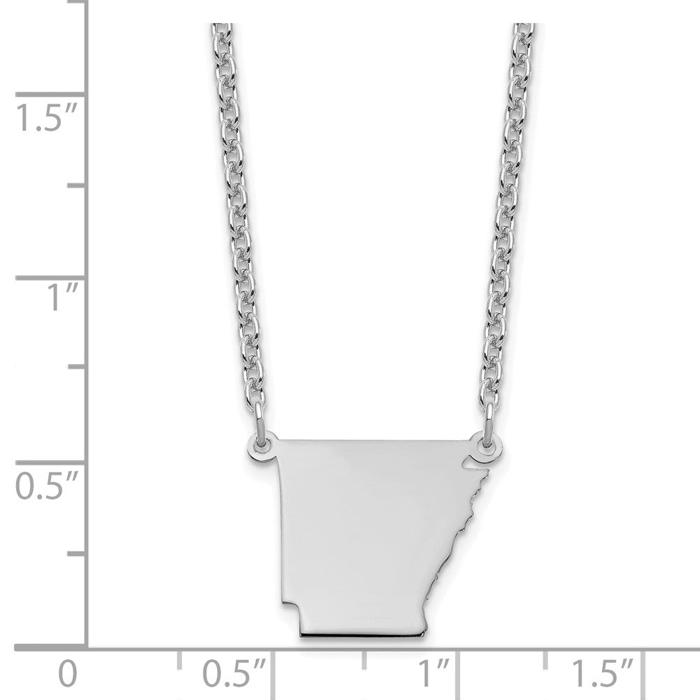 Sterling Silver/Rhodium-plated Arkansas State Necklace