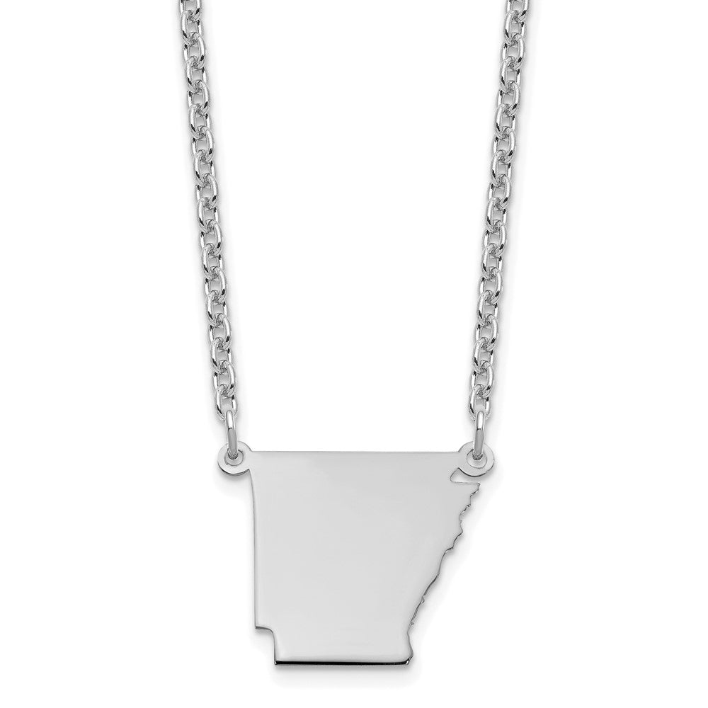 Sterling Silver/Rhodium-plated Arkansas State Necklace