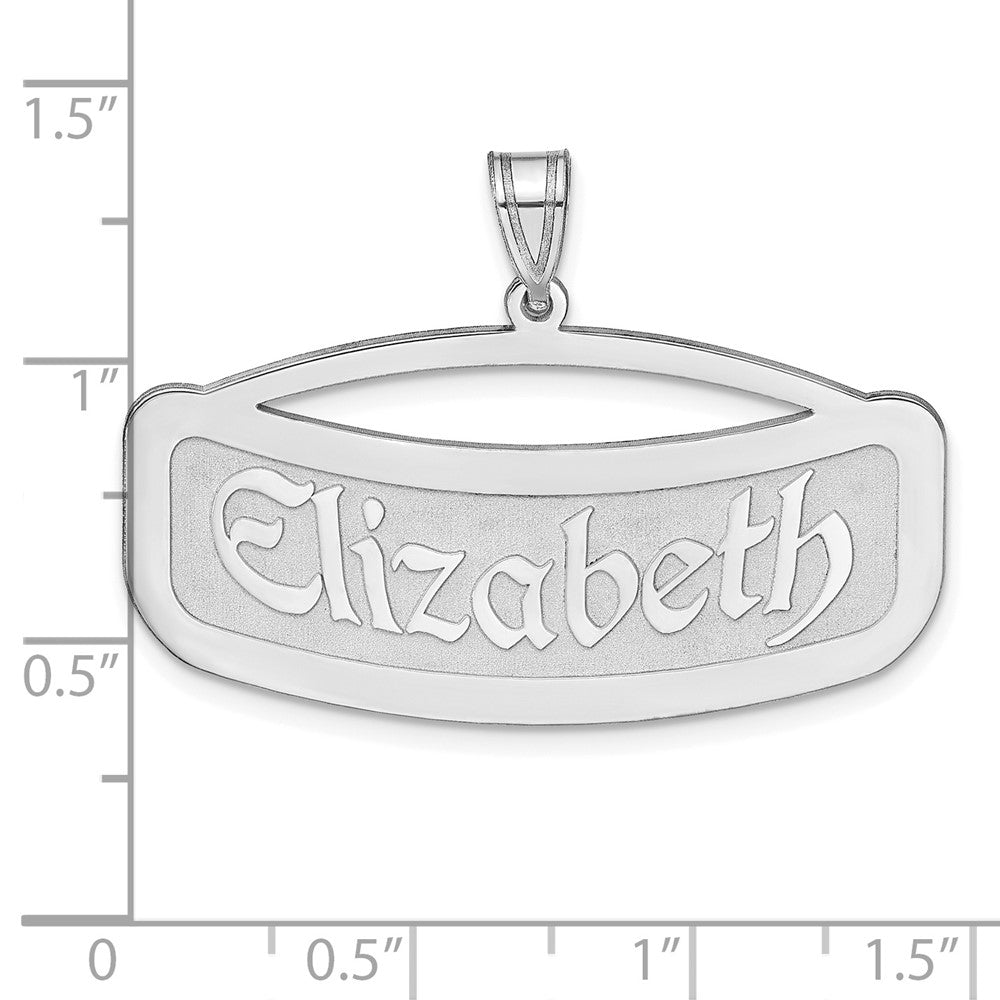 Sterling Silver/Rhodium-plated Curved Name Plate Pendant