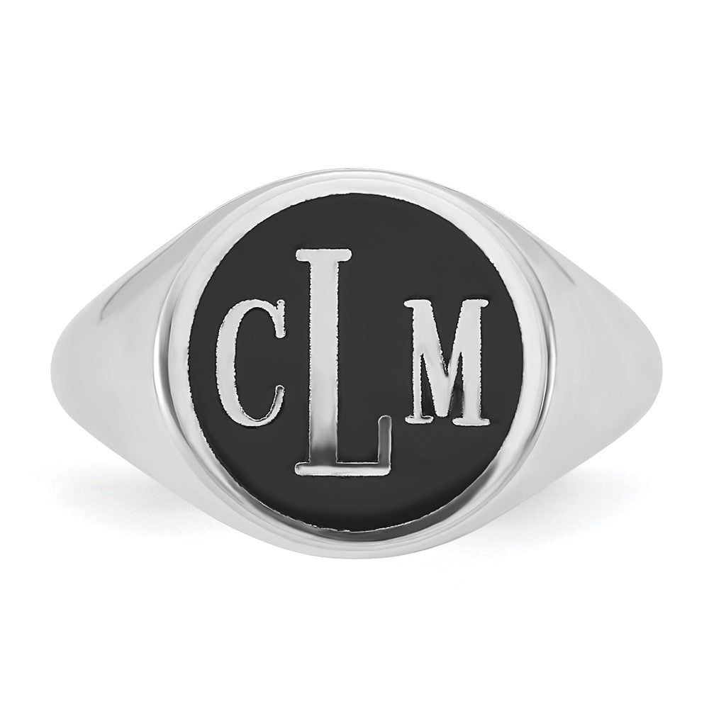 Sterling Silver/Rhodium-plated with Epoxy Monogram Ring