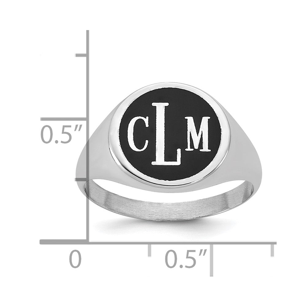 Sterling Silver/Rhodium-plated with Epoxy Monogram Ring