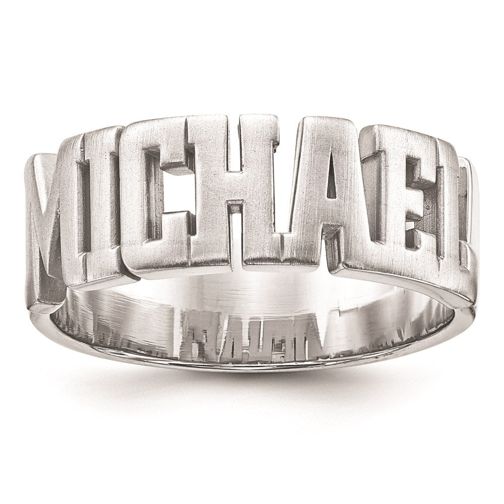 Sterling Silver/Rhodium-plated Cut-out Name Ring