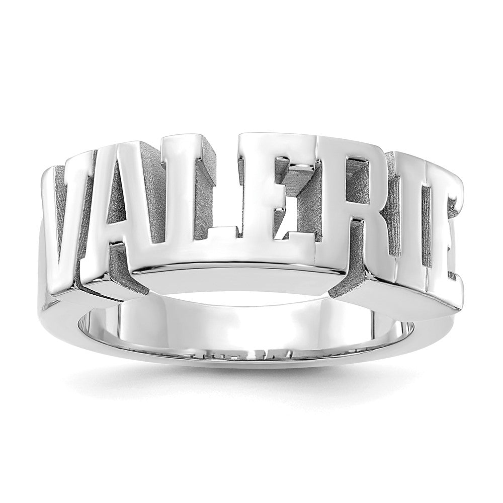 Sterling Silver/Rhodium-plated Cut-out Name Ring