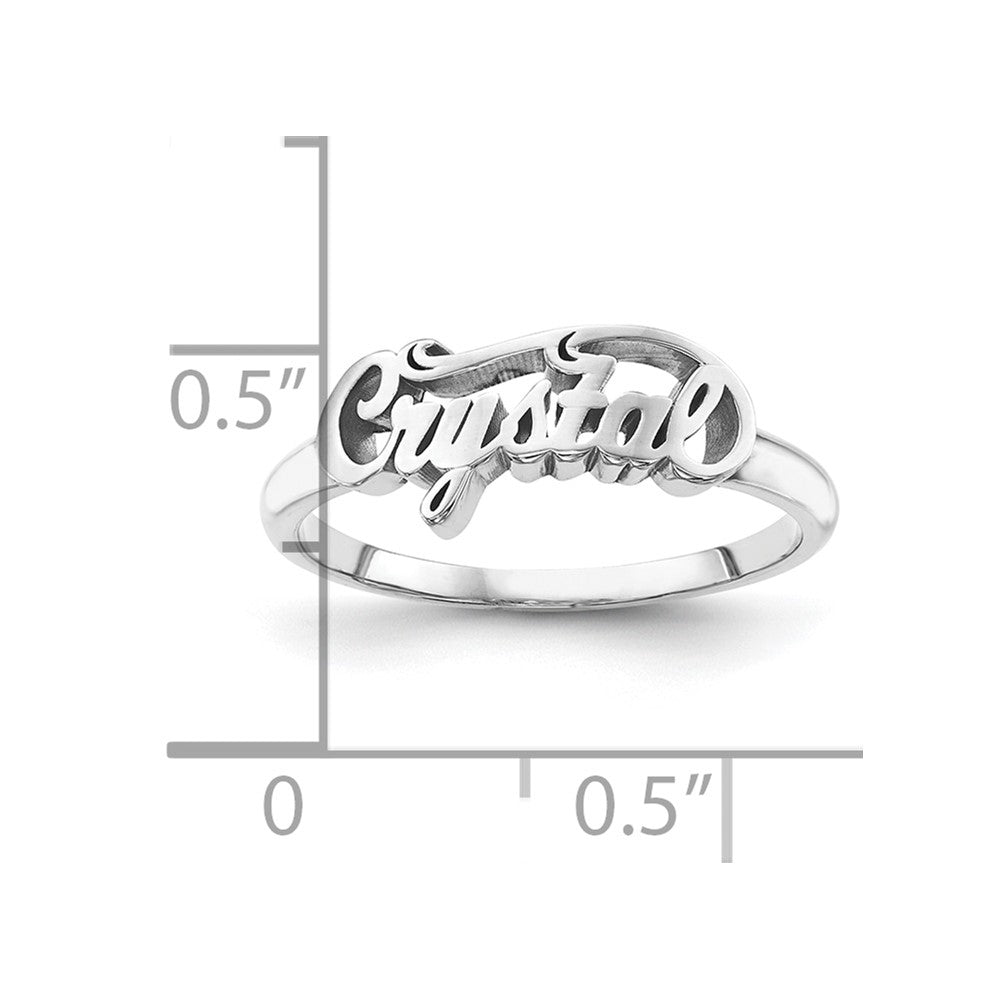 Sterling Silver/Rhodium-plated Name Plate Ring