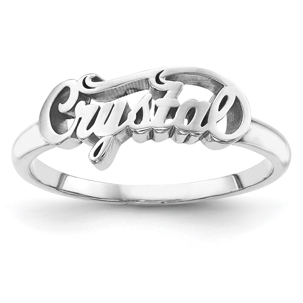 Sterling Silver/Rhodium-plated Name Plate Ring