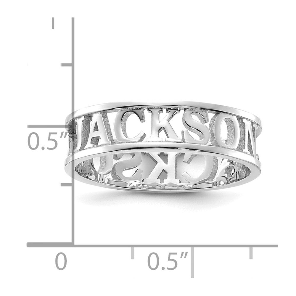 Sterling Silver/Rhodium-plated Cut-out Name Ring