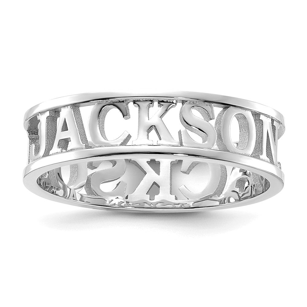 Sterling Silver/Rhodium-plated Cut-out Name Ring