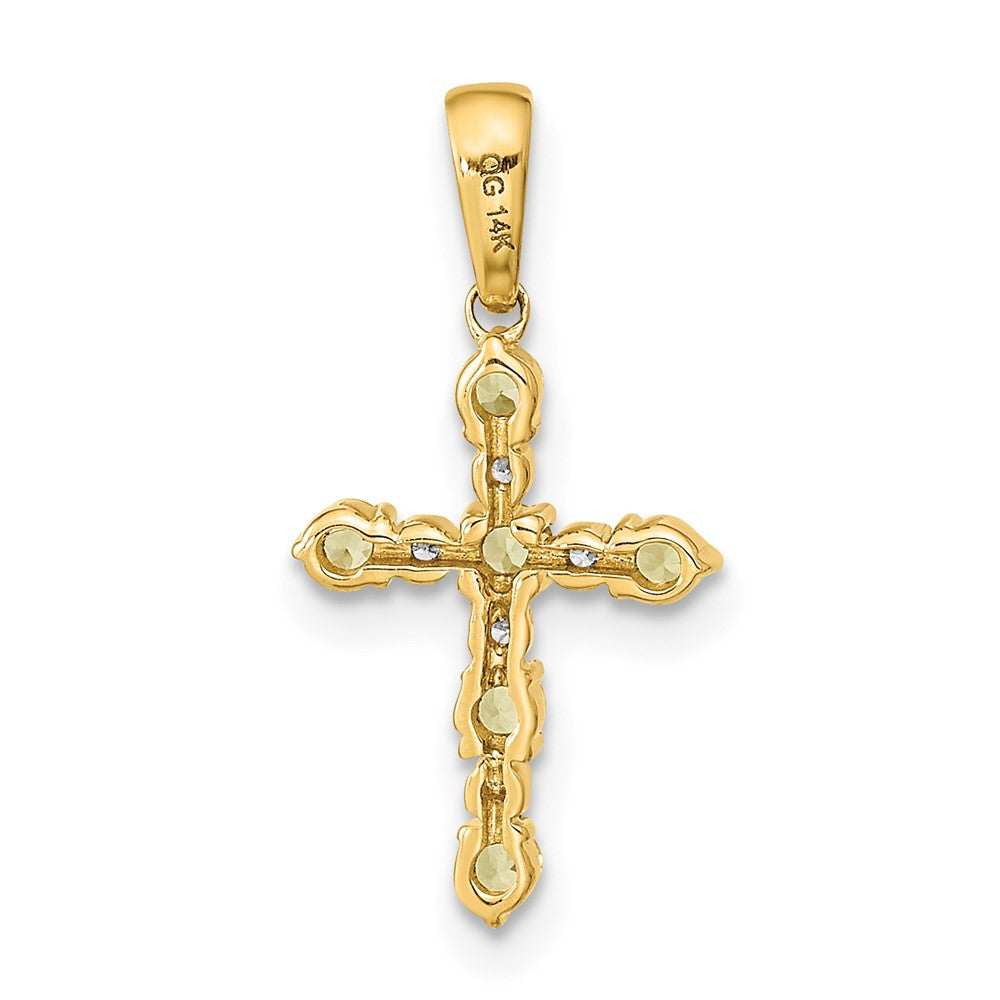 14k Peridot and Diamond Cross Pendant