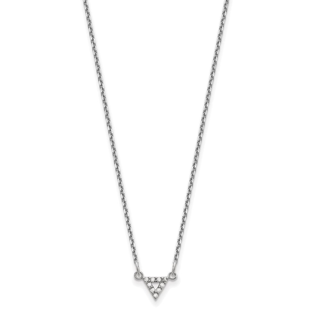 14k White Gold A Quality Diamond 6mm Triangle Necklace