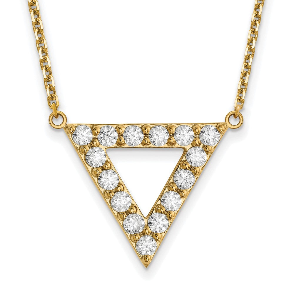 14k AA Quality Diamond 20mm Triangle Necklace