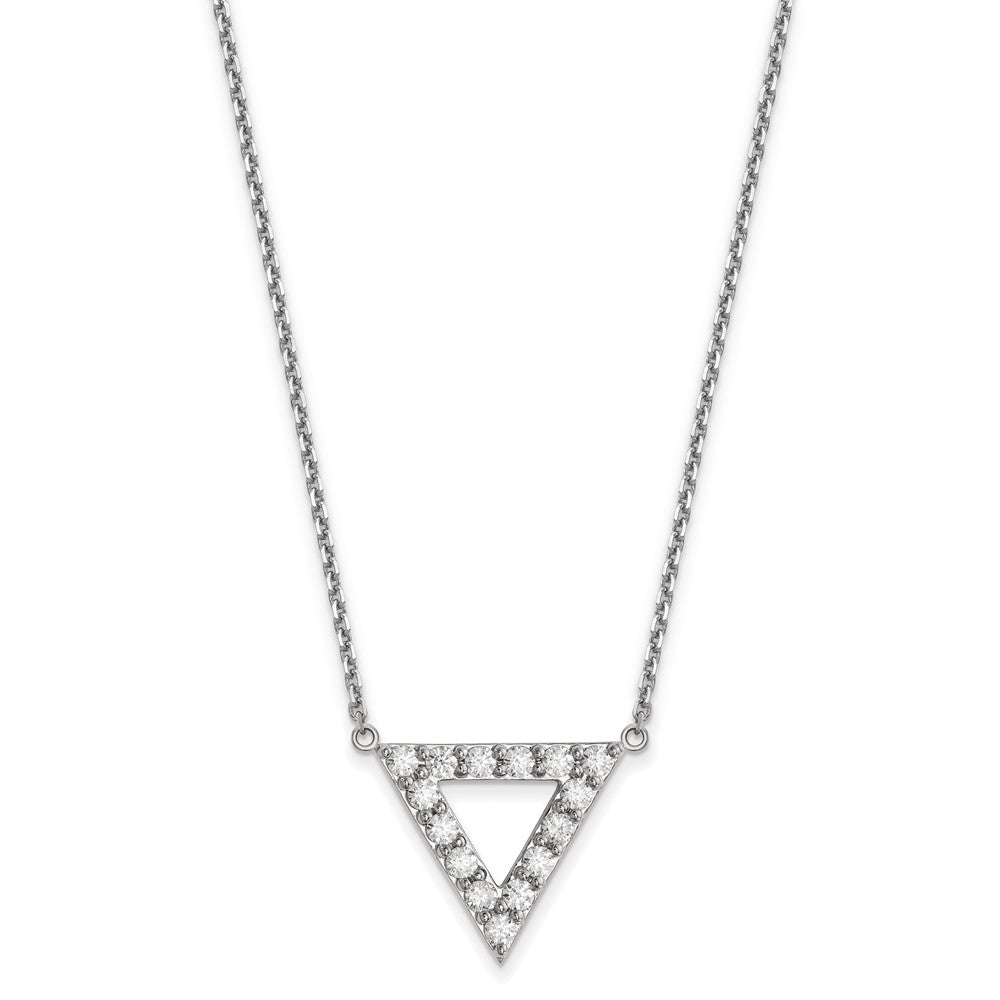 14k White Gold AA Quality Diamond 20mm Triangle Necklace