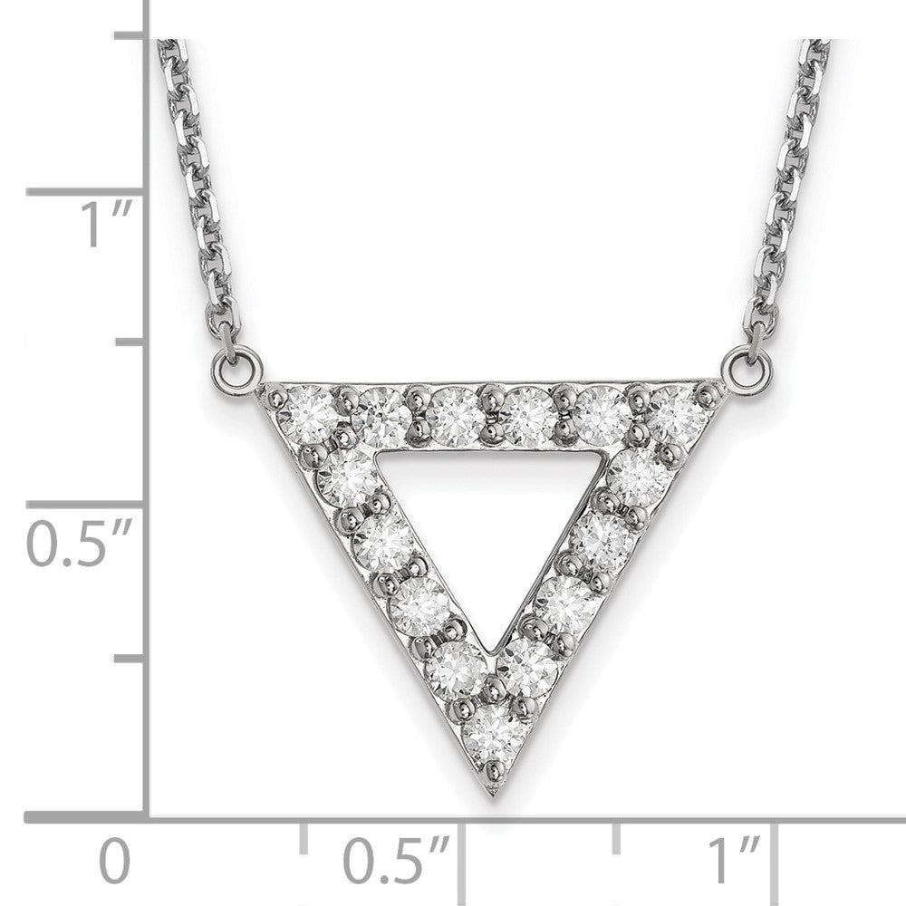 14k White Gold AA Quality Diamond 20mm Triangle Necklace