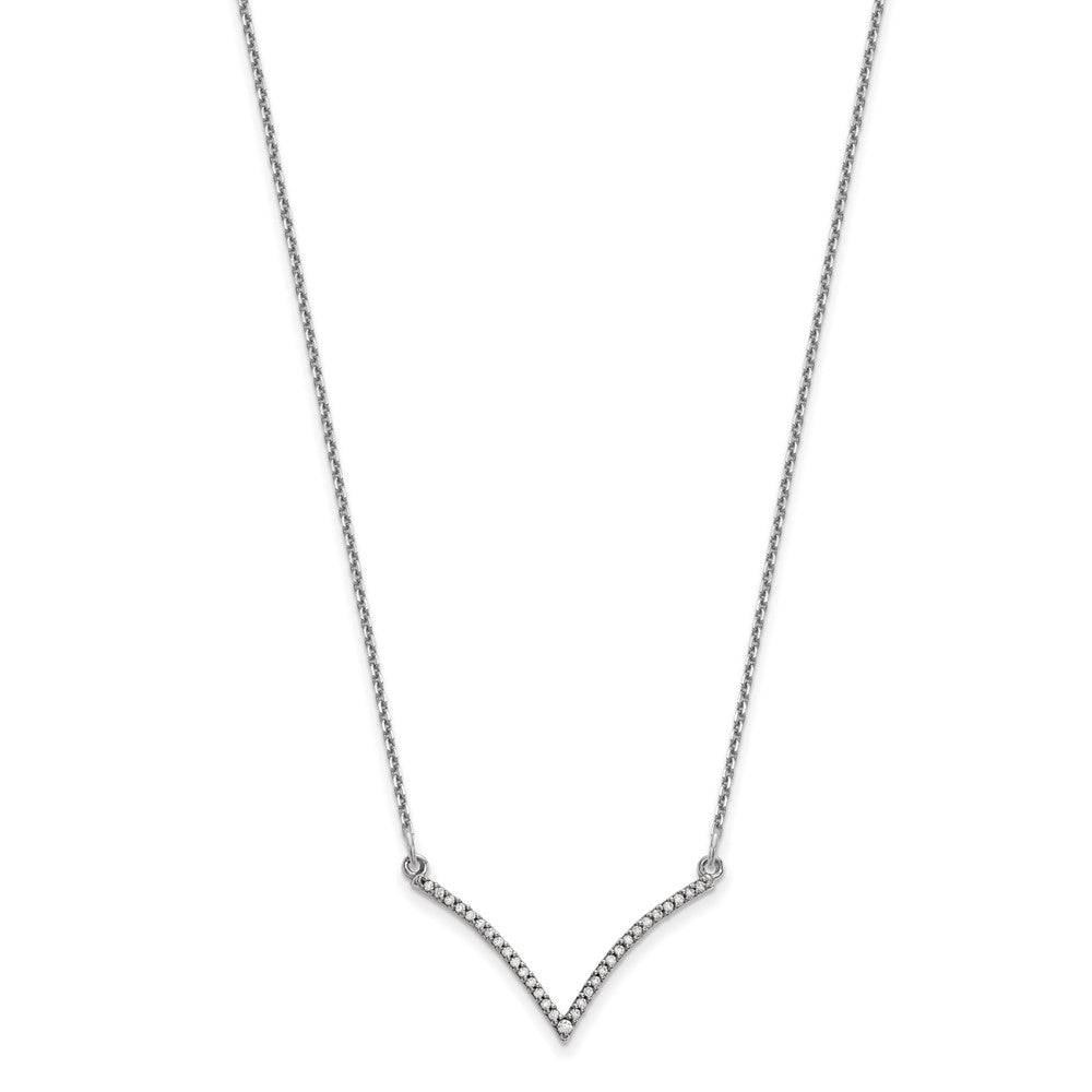 14k White Gold Diamond V Necklace