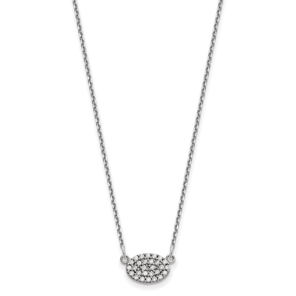 14k White Gold Diamond Cluster Oval Necklace