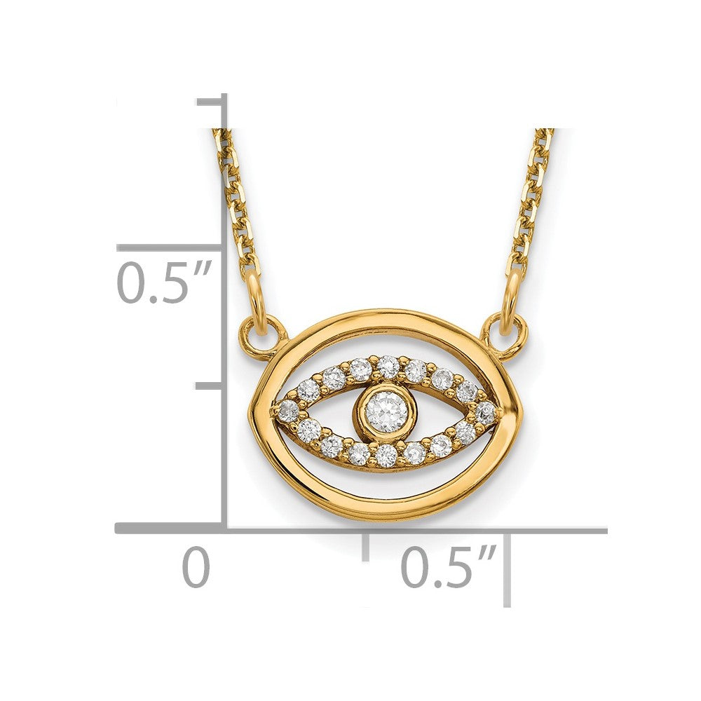 14ky Small Necklace Diamond Gold Halo Evil Eye