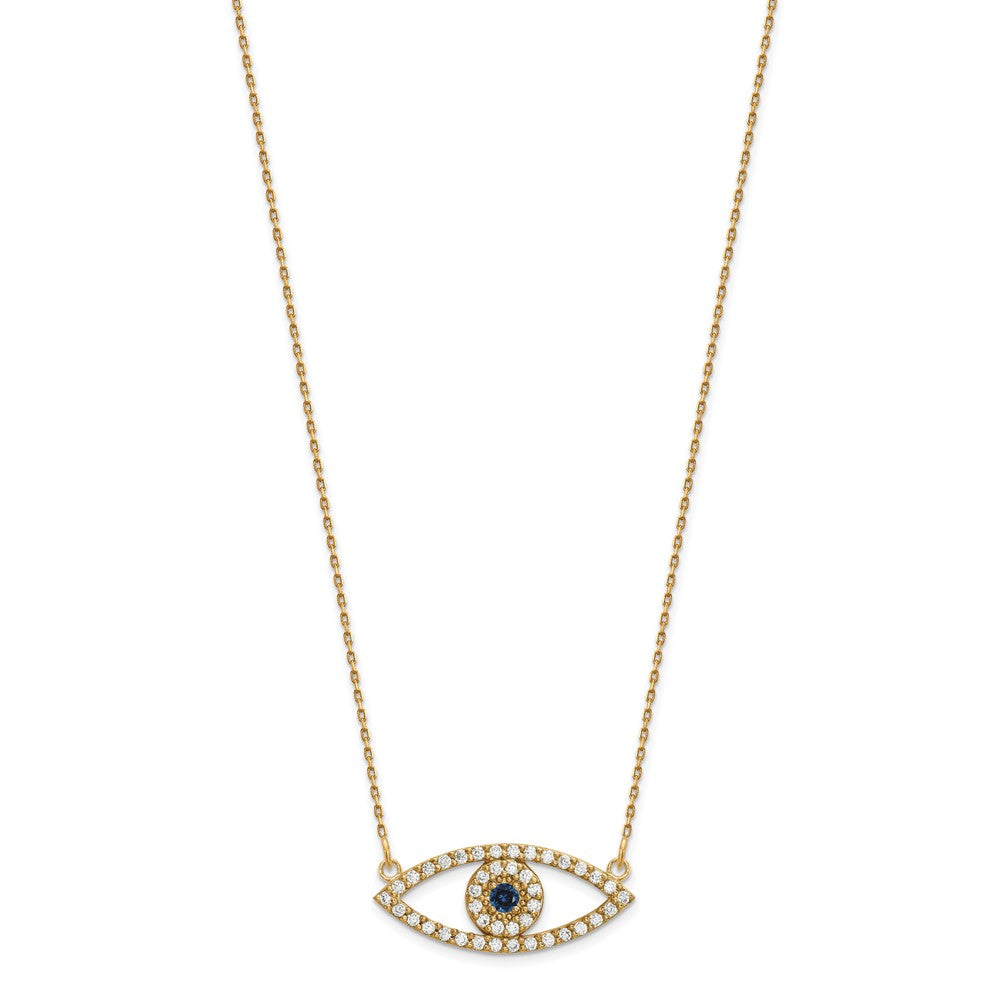 14k Medium Necklace Diamond and Sapphire Evil Eye