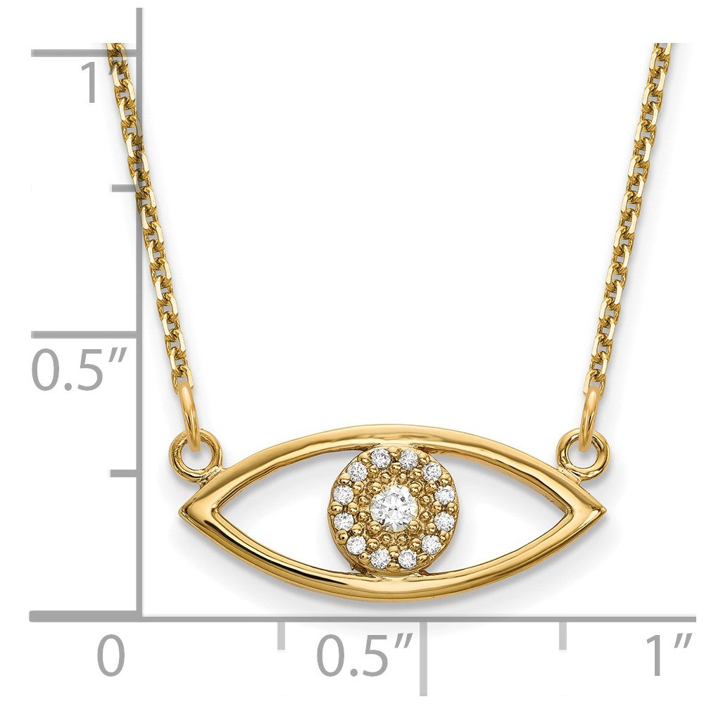 14k Small Necklace Diamond Evil Eye