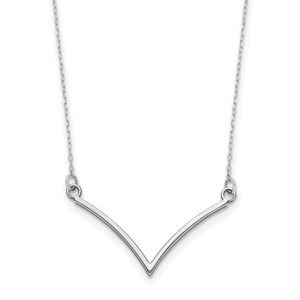 14k White Gold V Necklace