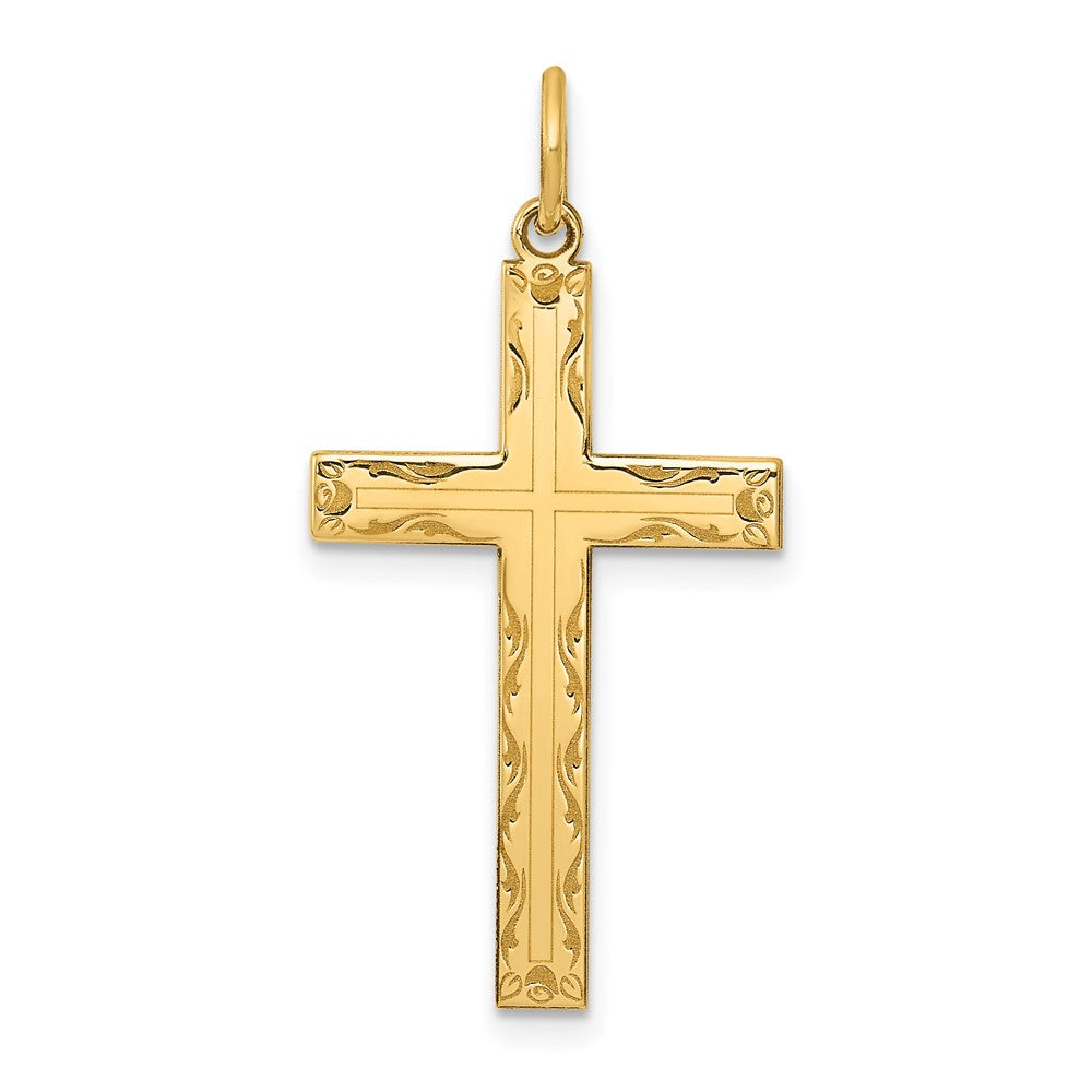 14K Laser Designed Cross Pendant