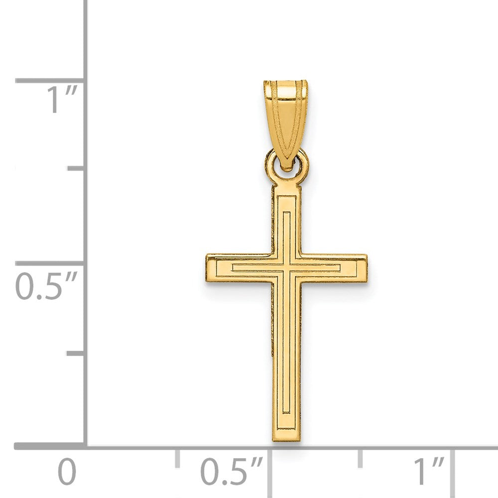 14k Solid Laser Etched Cross Pendant