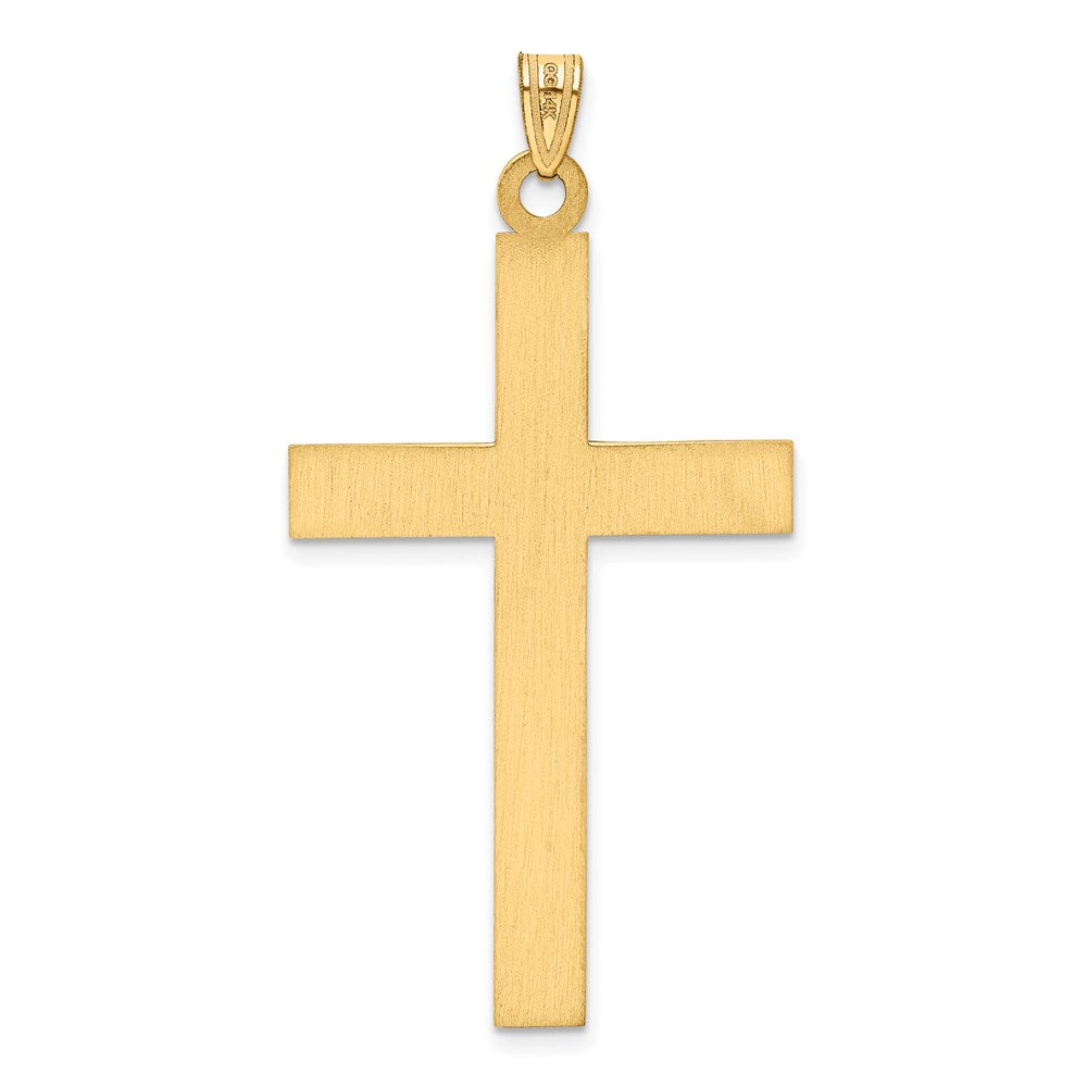 14k Solid Laser Etched Cross Pendant