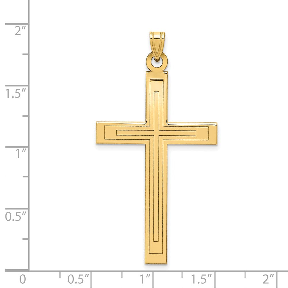 14k Solid Laser Etched Cross Pendant