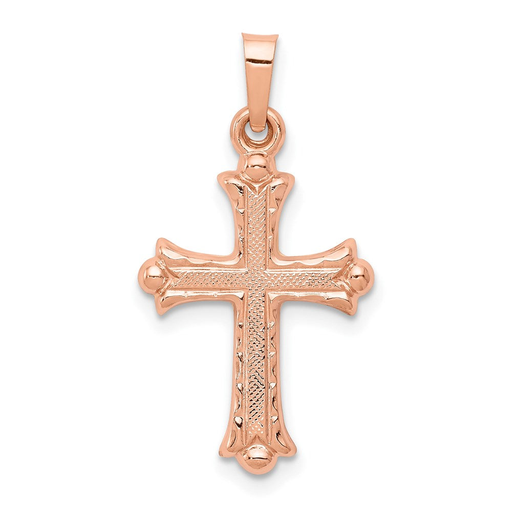 14k Rose Gold Heart Hollow Cross Pendant