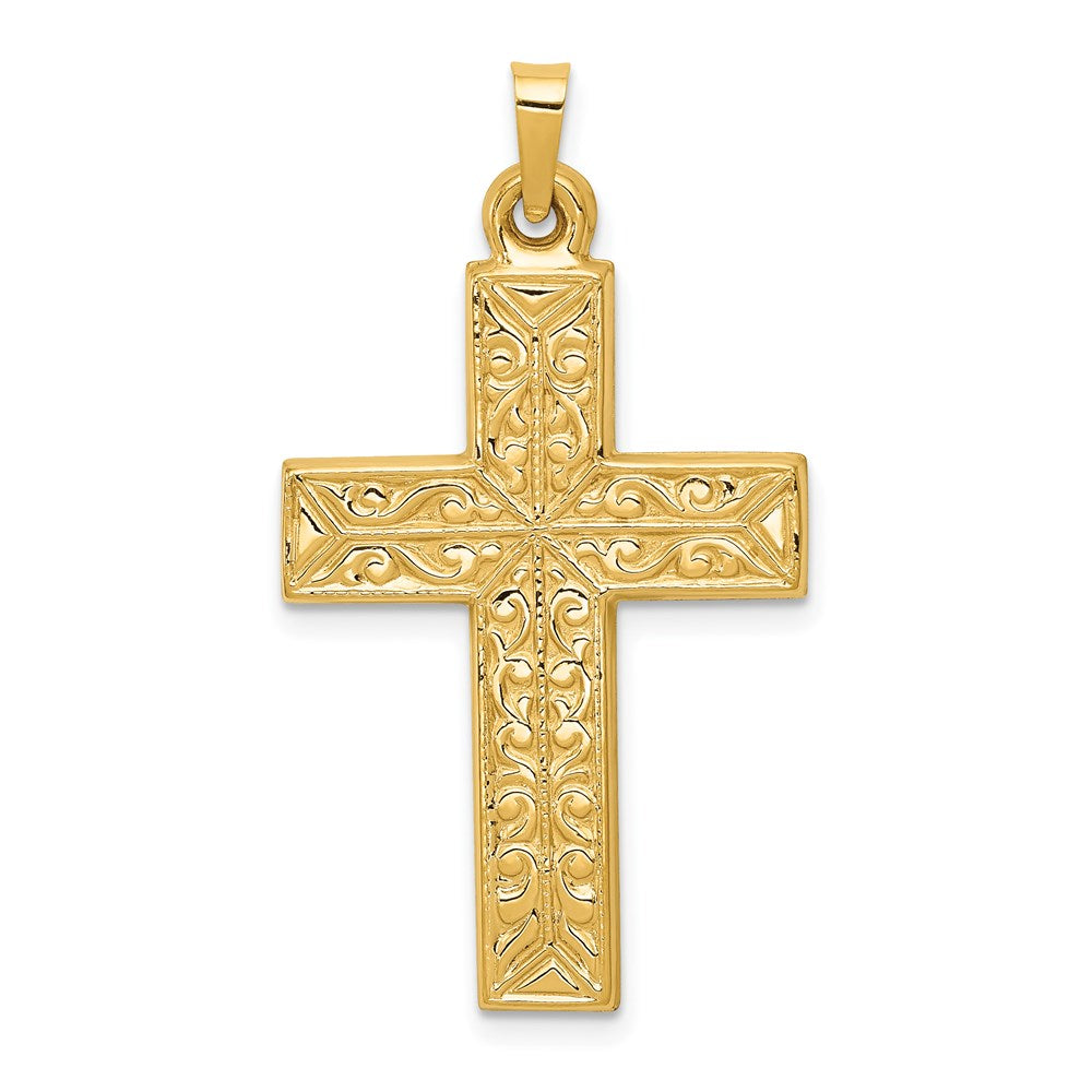 14k Polished Filigree Cross Pendant