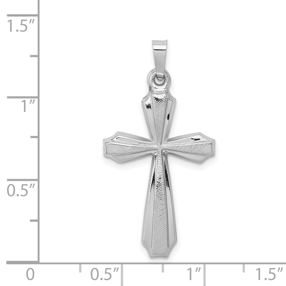 14K White Gold Textured and Polished Passion Cross Pendant