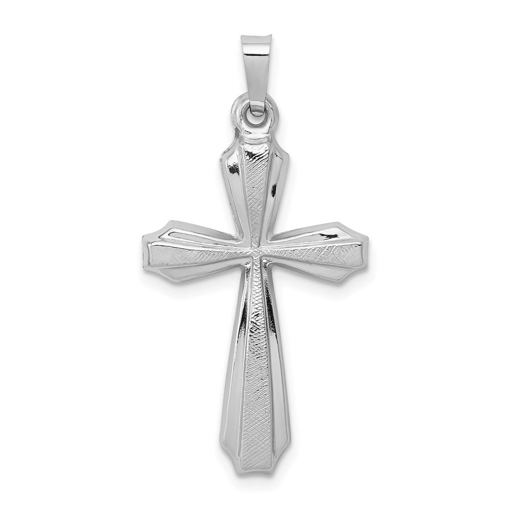 14K White Gold Textured and Polished Passion Cross Pendant