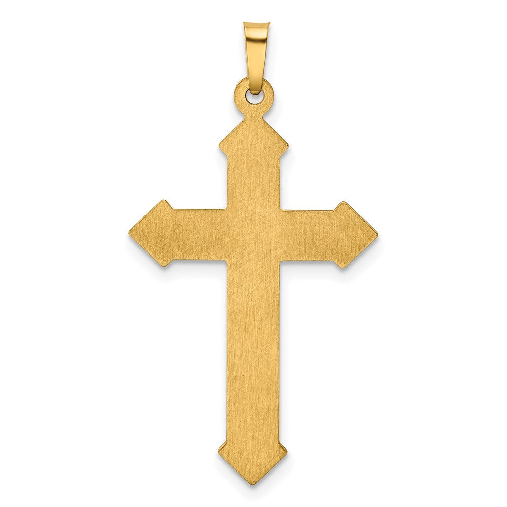 14k w/Rhodium Polished and Textured Passion Cross Pendant