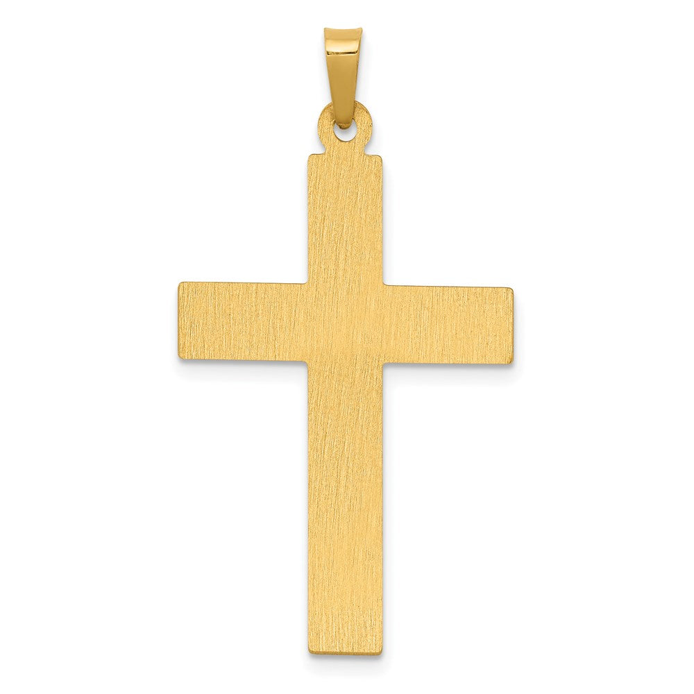 14K W/Rhodium Polished and Satin Cross W/Dove Pendant