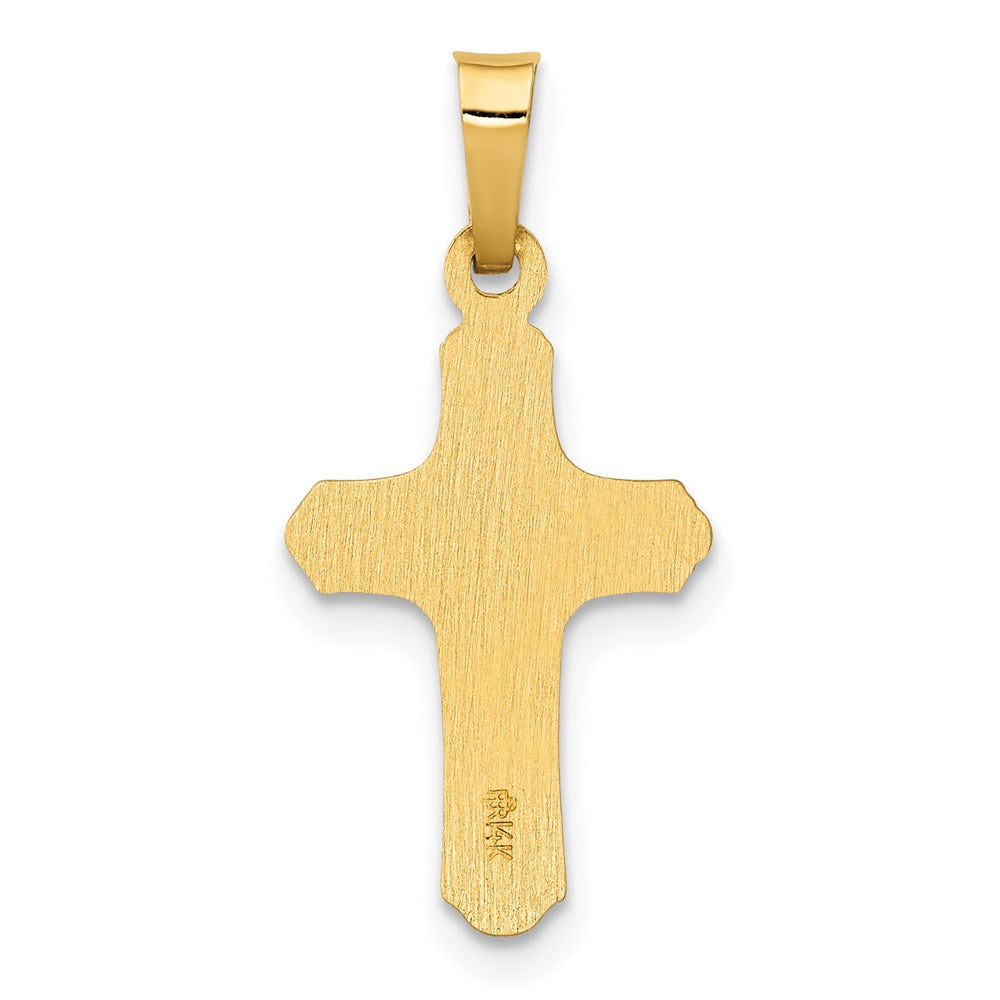 14k Two-tone Polished and Textured INRI Crucifix Pendant