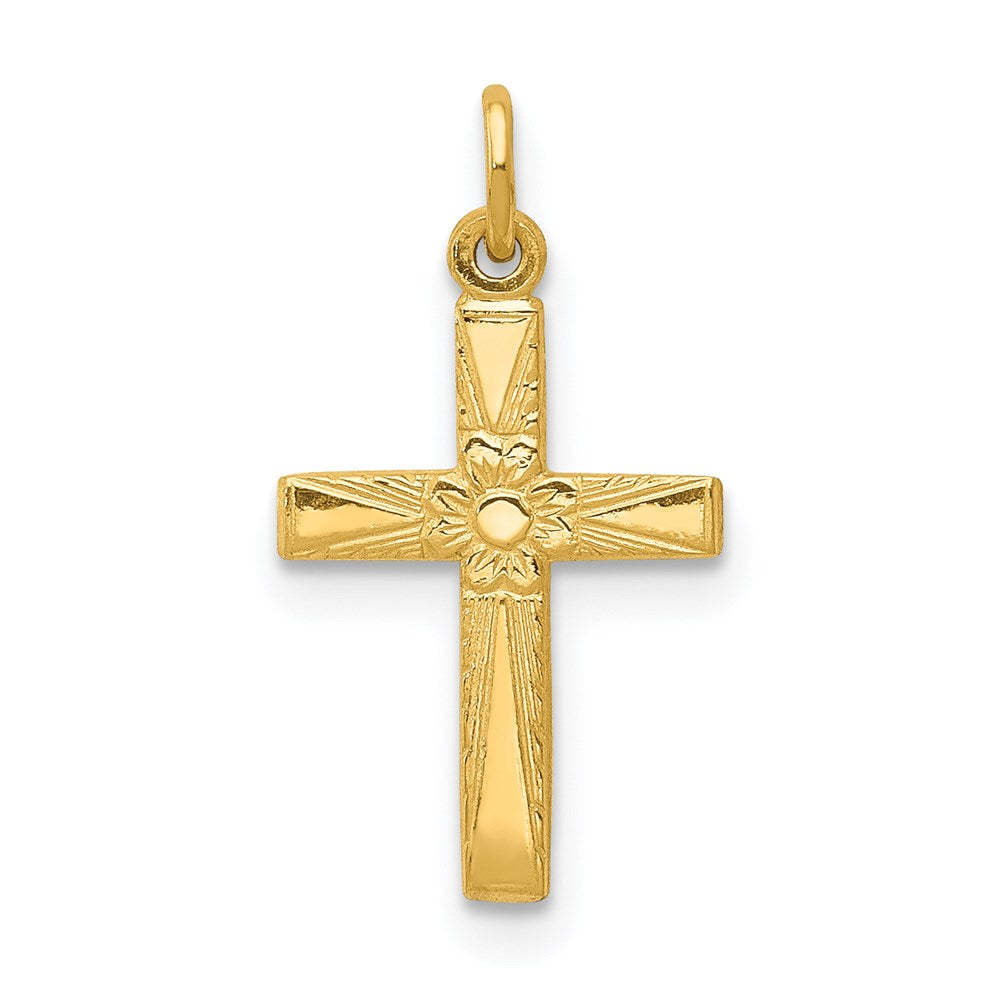 14k Floral Cross Charm