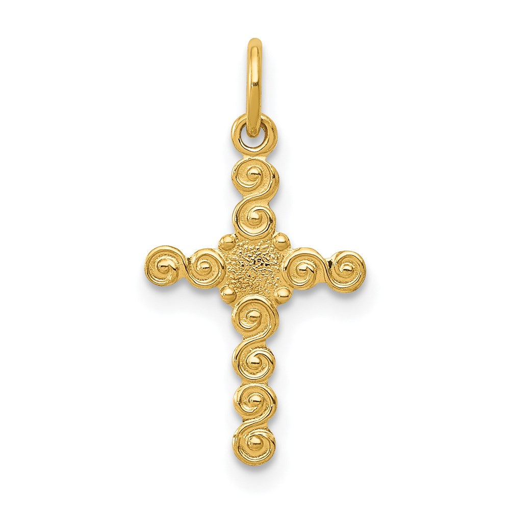 14k Small Polished Cross Charm