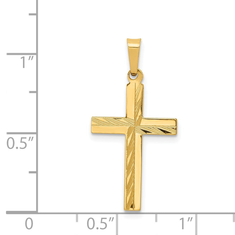 14k Diamond-cut Hollow Cross Pendant