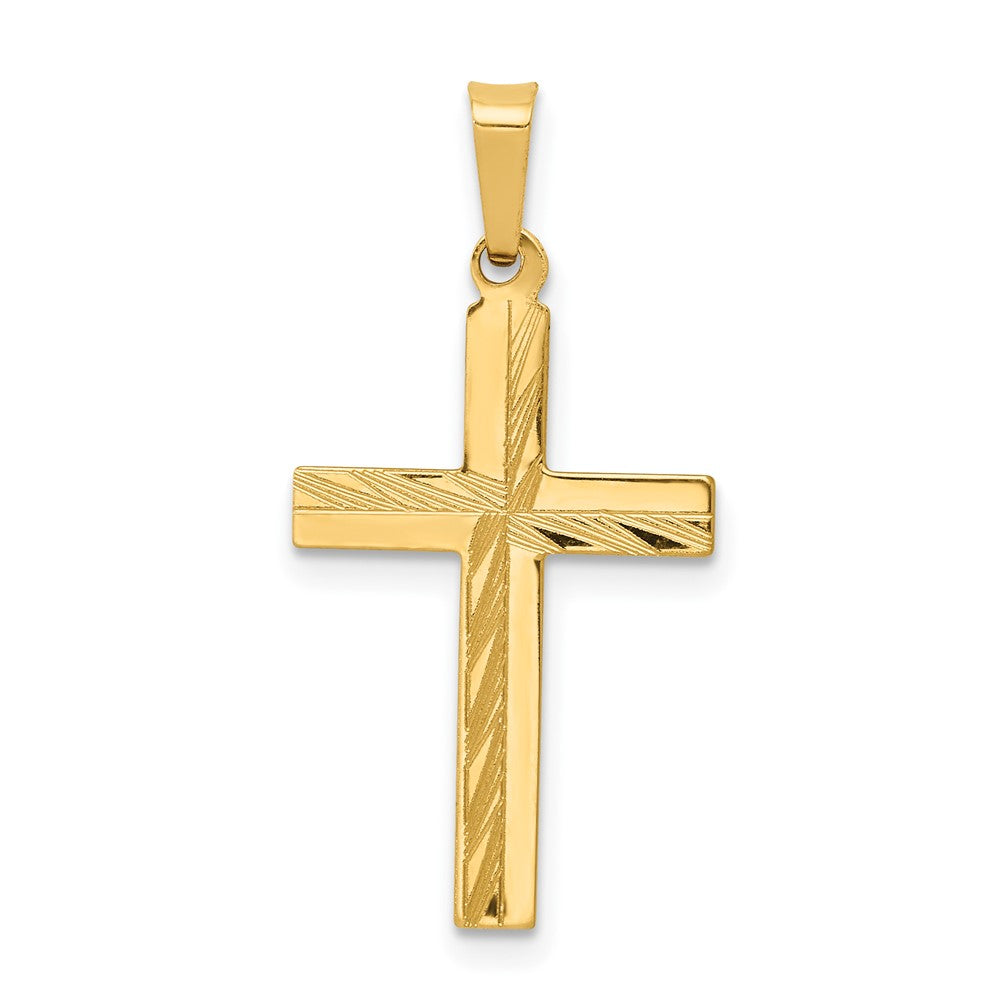 14k Diamond-cut Hollow Cross Pendant