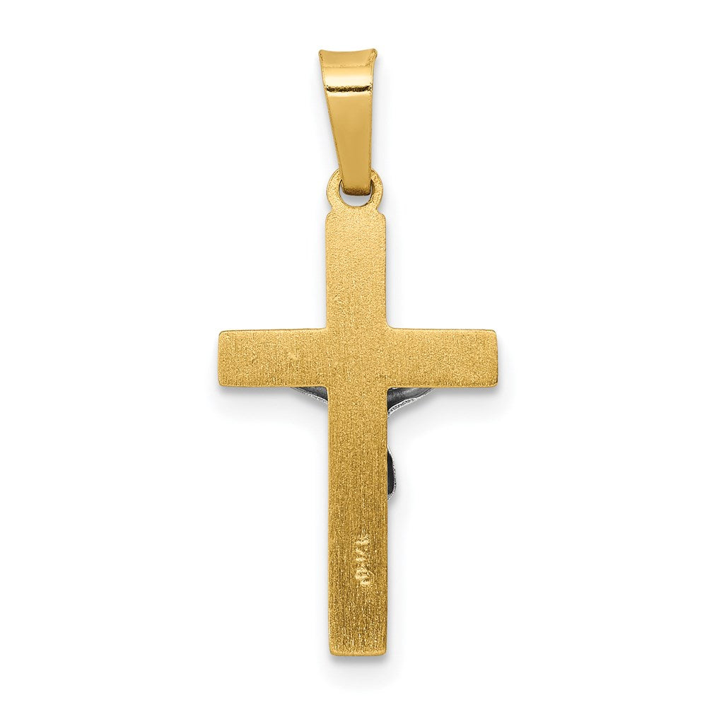 14k Two-tone INRI Hollow Crucifix Pendant