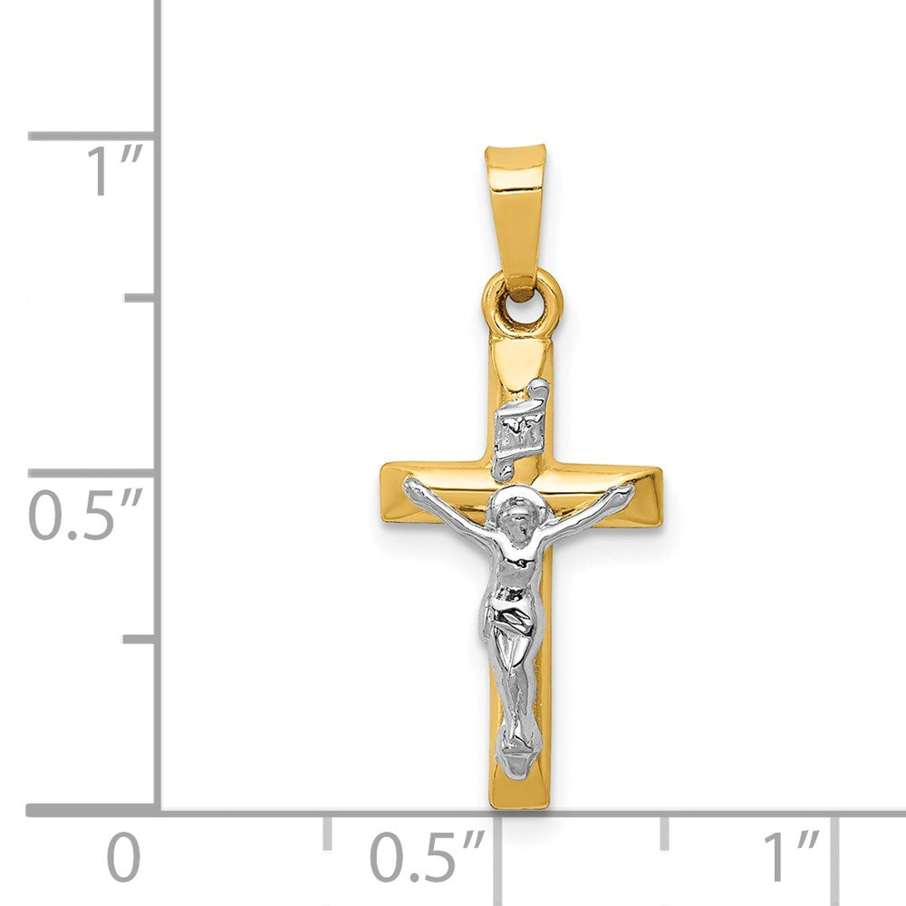 14k Two-tone INRI Hollow Crucifix Pendant