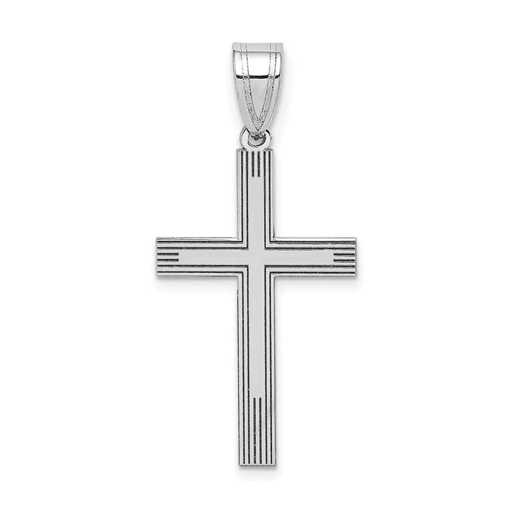 14k White Laser Etched Cross Charm