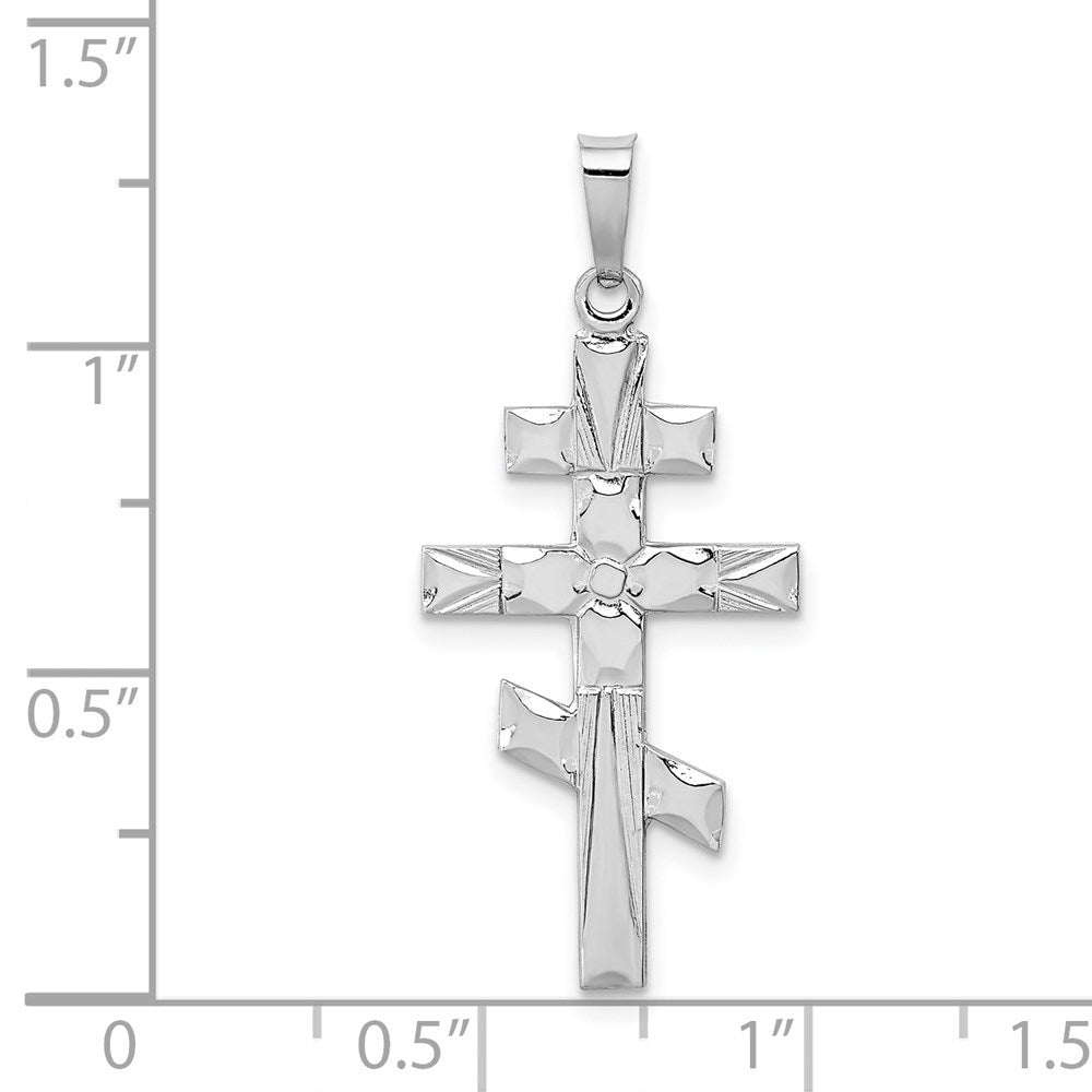 14k White Gold Eastern Orthodox Cross Pendant