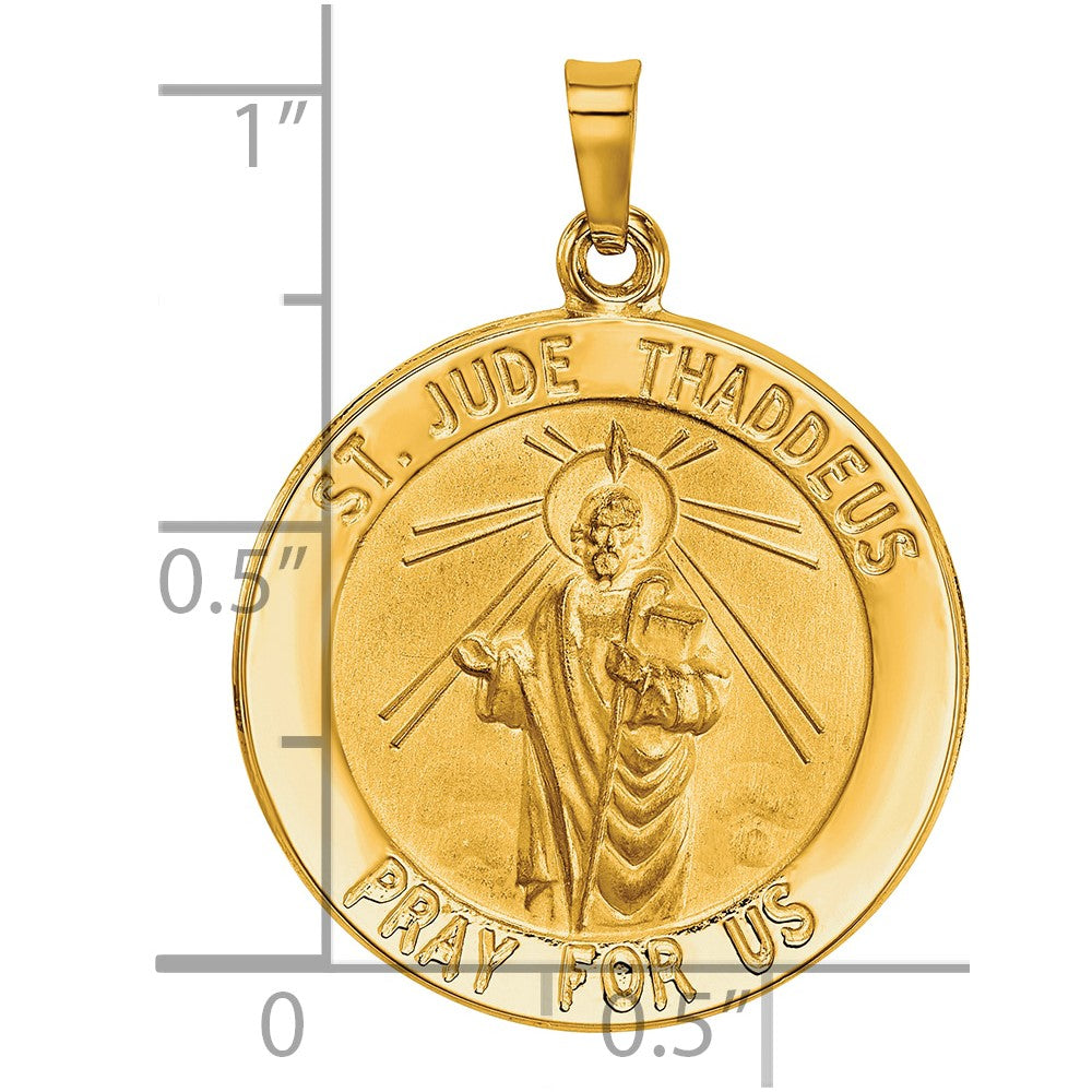 14k Saint Jude Medal Hollow Pendant