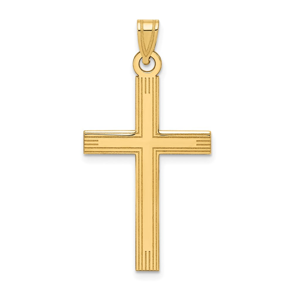 14k Laser Etched Cross Charm