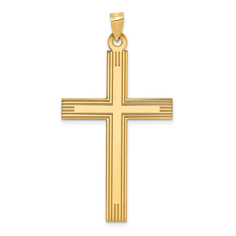 14k Laser Etched Cross Charm