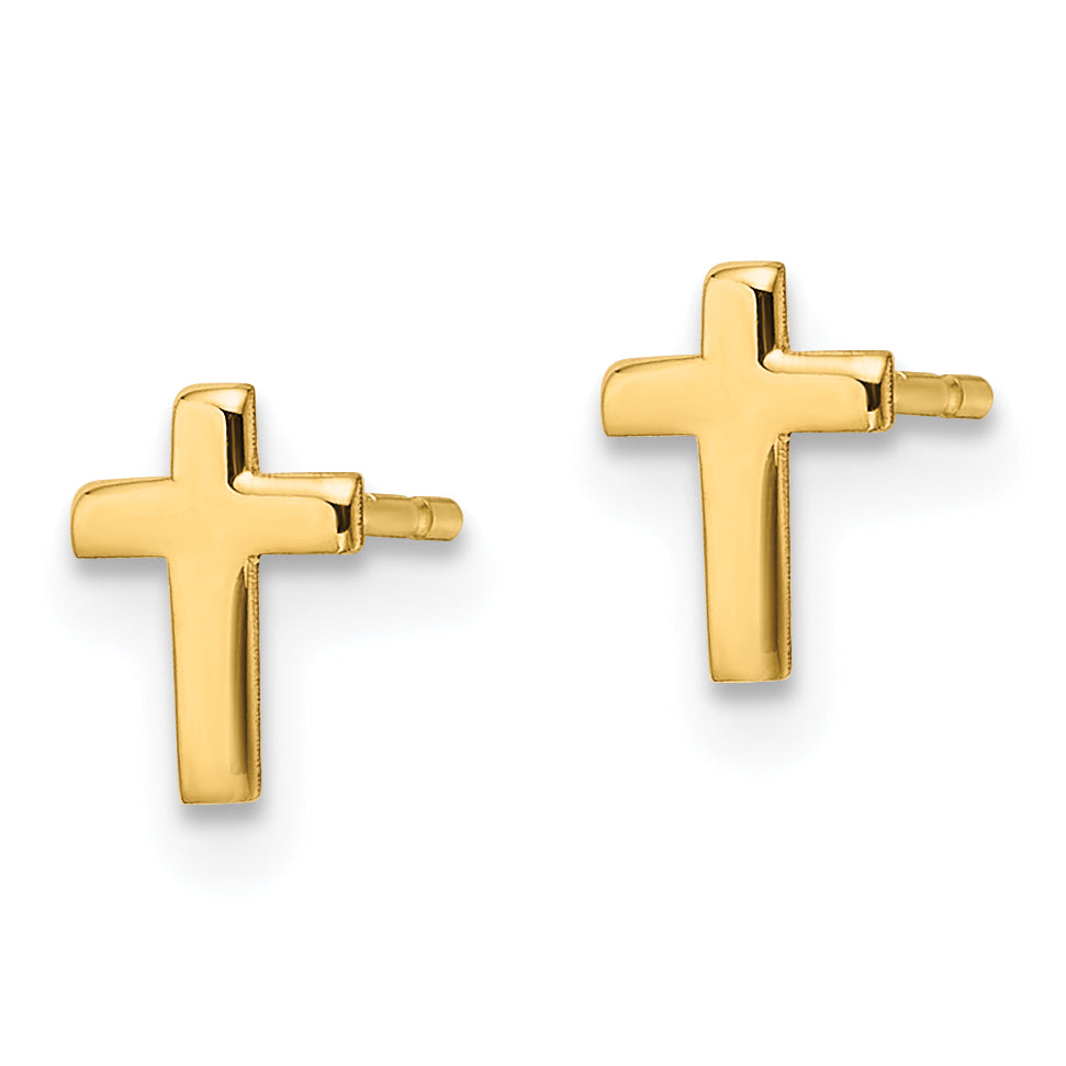 14k Polished Cross Post Earrings XR589