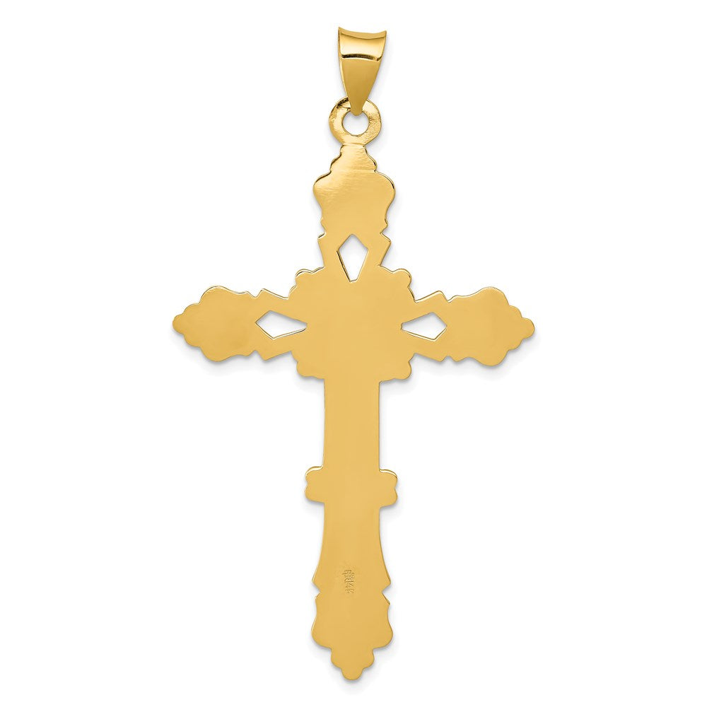 14K Polished Fleur de Lis Cross Pendant