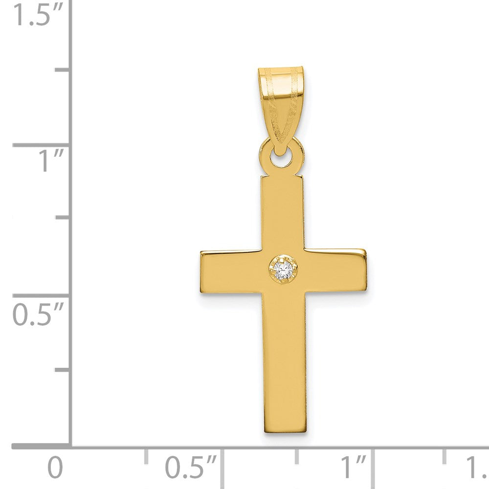 14k Polished .02ct. Diamond Cross Pendant